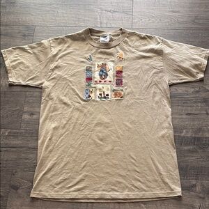 Tan Teddy Bear Quilted Tee Classic Crew Neck